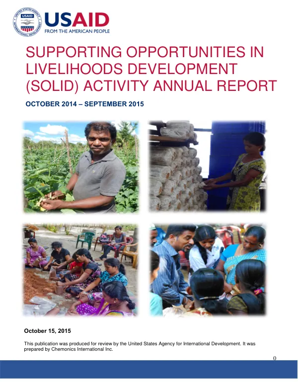 Supporting Opportunities in Livelihoods Development (SOLID) Activity Annual Report