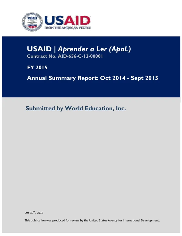 USAID/Aprender a Ler (ApaL) - FY13 SAR