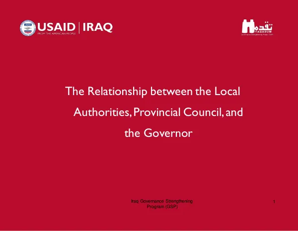The Relationship between the Local Authorities, Provincial Council, and the Governor