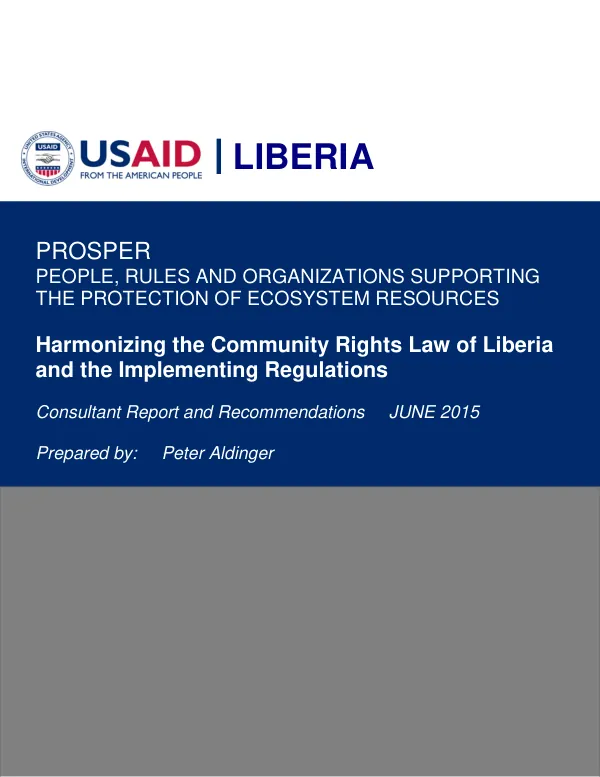 Harmonizing the Community Rights Law of Liberia and the Implementing Regulations