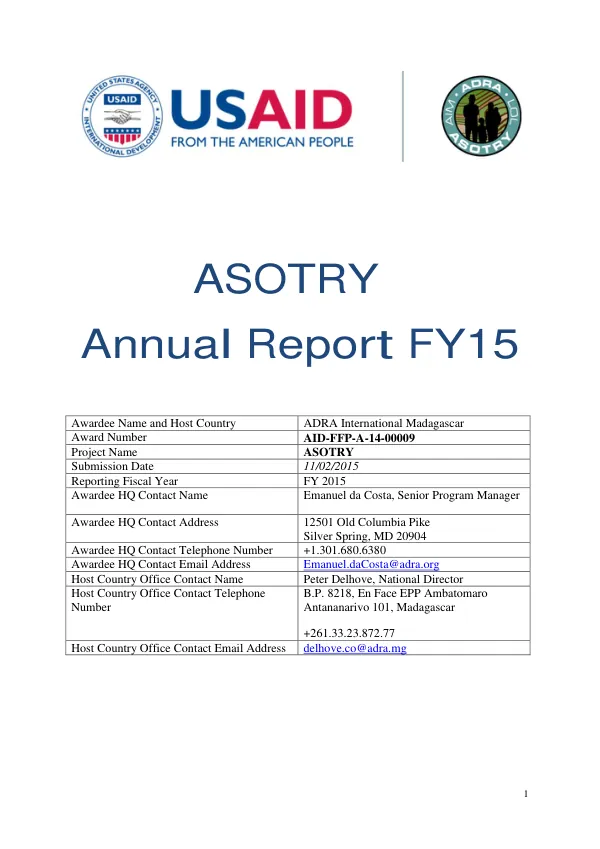 ASOTRY Annual Report FY 2015