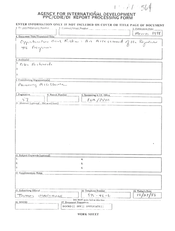 Opportunities and risks : an assessment of the regular 416 program