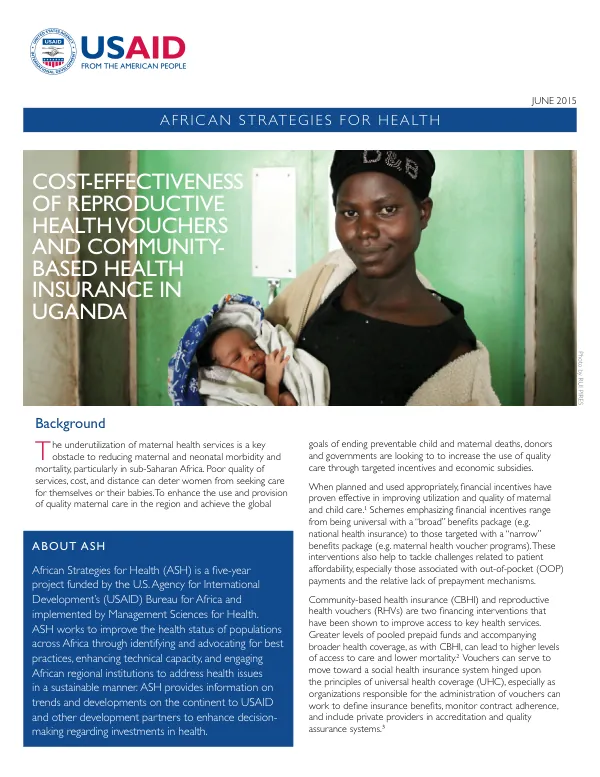 Cost-Effectiveness of Reproductive Health Vouchers and Community-Based Health Insurance in Uganda