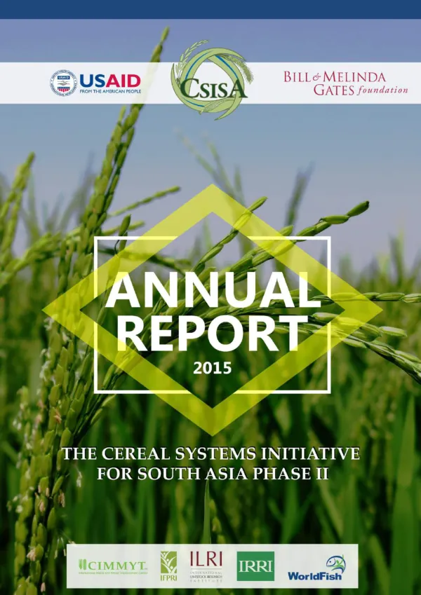 Cereal Systems Initiative for South Asia (CSISA) Phase II: Annual Report 2015