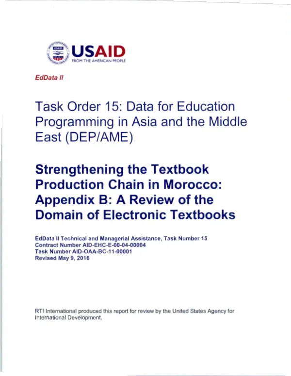 Strengthening the textbook production chain in Morocco : appendix B : a review of the domain of electronic textbooks