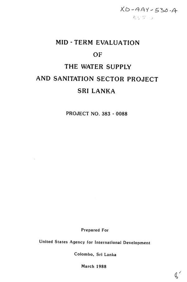 Mid-term evaluation of the water supply and sanitation sector project, Sri Lanka