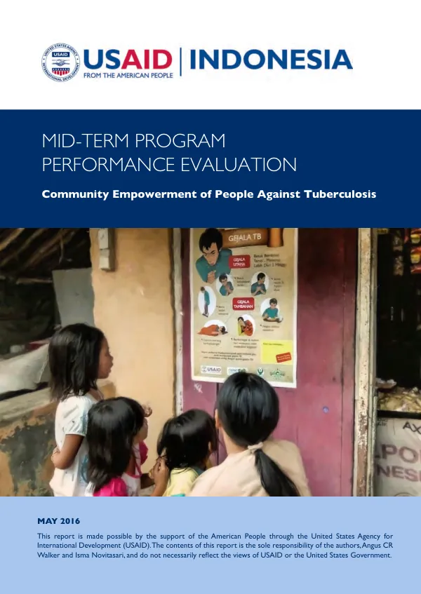 Mid-term program performance evaluation : community empowerment of people against tuberculosis