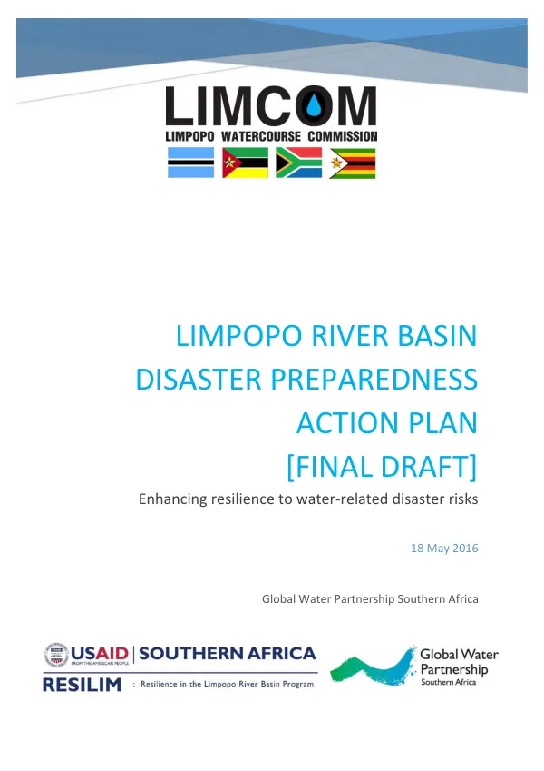 Limpopo River Basin disaster risk reduction strategy and action plan [final draft] : enhancing resilience to water-related disaster risks
