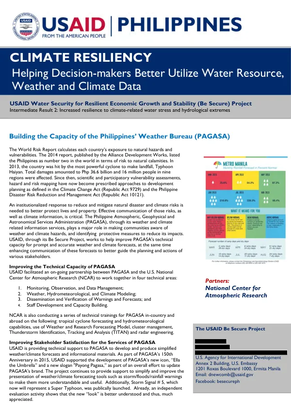 Climate resiliency : helping decision-makers better utilize water resource, weather and climate data [technical briefer]