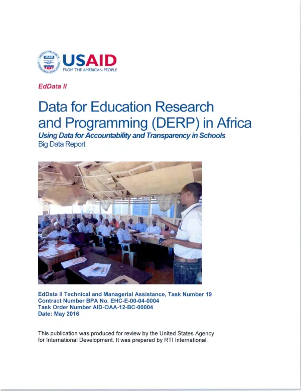 Using data for accountability and transparency in schools : big data report