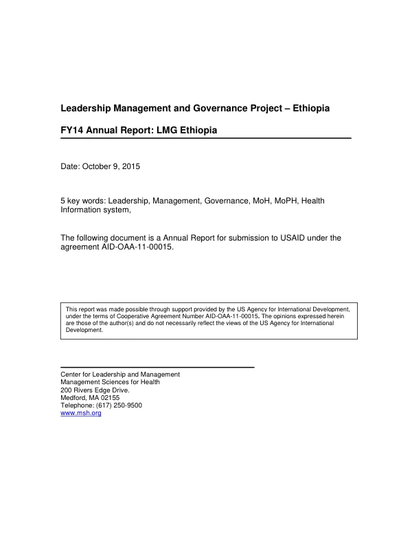 USAID global health supply chain - procurement and supply management project : IDIQ project monitoring and evaluation plan