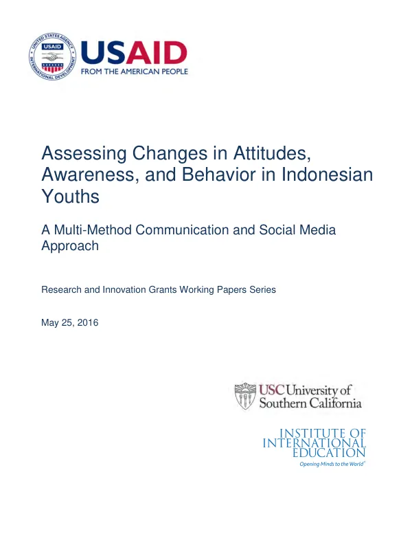 Assessing change in attitudes, awareness, and behavior in Indonesian youths : a multi-method communication and social media approach