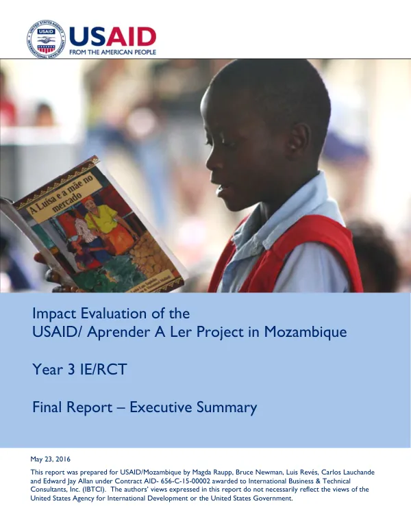 Impact evaluation of the USAID/aprender a ler project in Mozambique : final report : executive summary