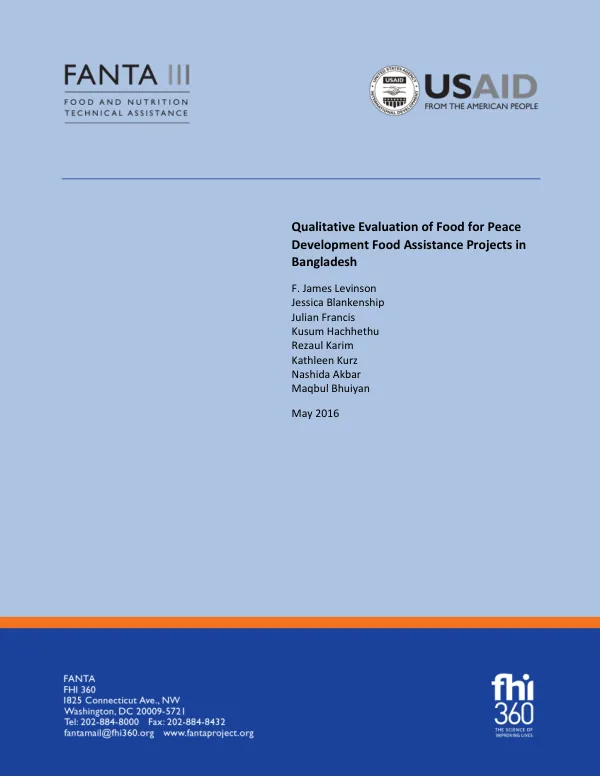 Qualitative evaluation of Food for Peace development food assistance projects in Bangladesh