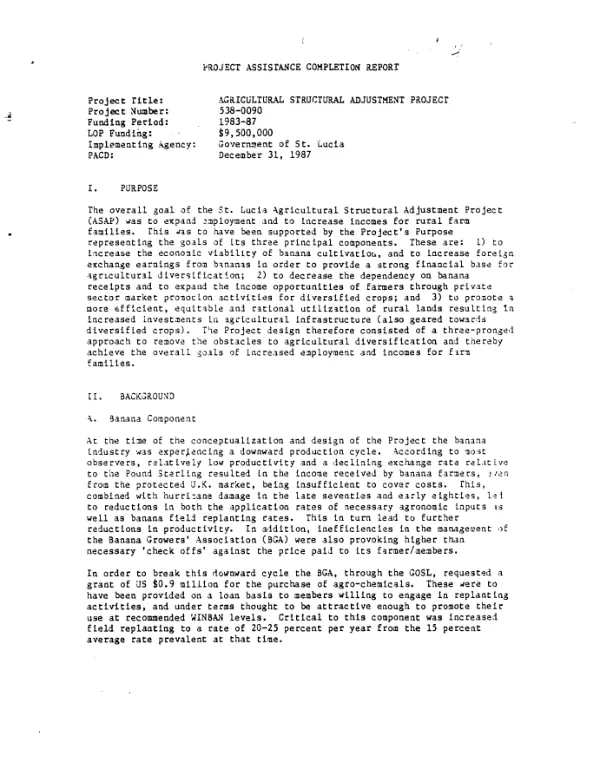 Project assistance completion report [: agricultural structural adjustment project (538-0090)]