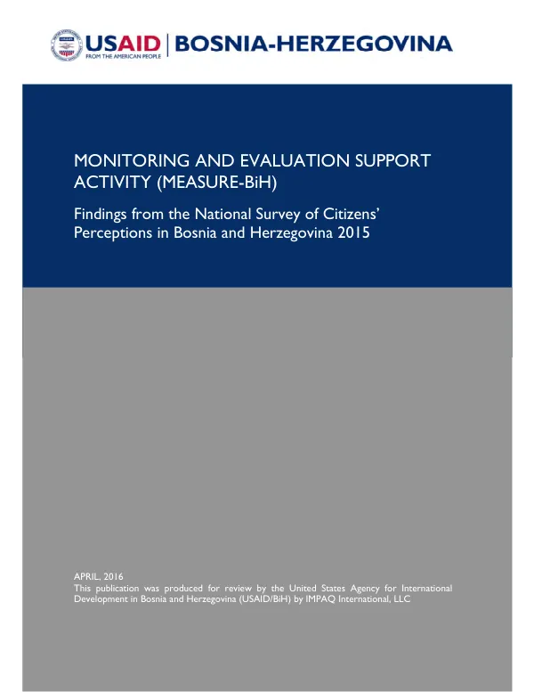 Findings from the national survey of citizens" perceptions in Bosnia and Herzegovina 2015