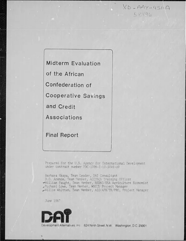 Midterm evaluation of the African Confederation of Cooperative Savings and Credit Associations : final report