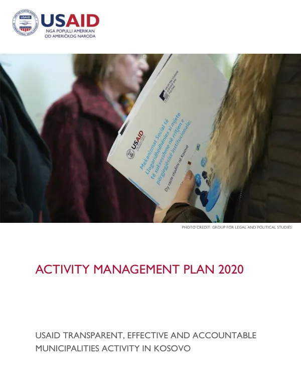 Activity Management Plan 2020 - USAID Transparent, Effective and Accountable Municipalities Activity in Kosovo