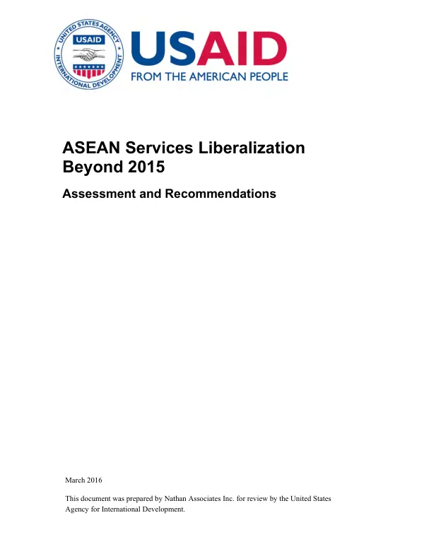ASEAN services liberalization beyond 2015 : assessment and recommendations