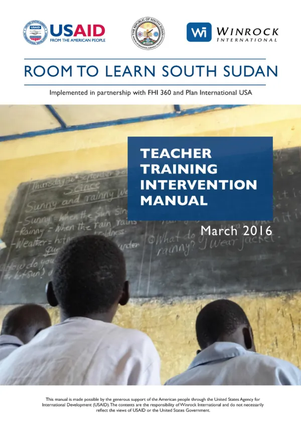 Room to learn : teacher training intervention manual