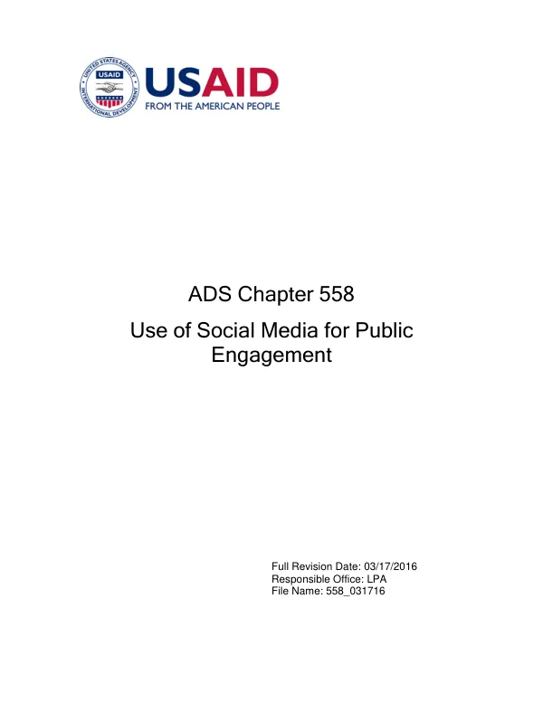 ADS chapter 558 : use of social media for public engagement
