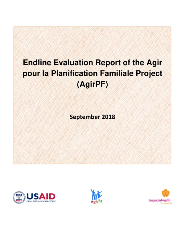 Endline evaluation report of the agir pour la planification familiale project (AgirPF)