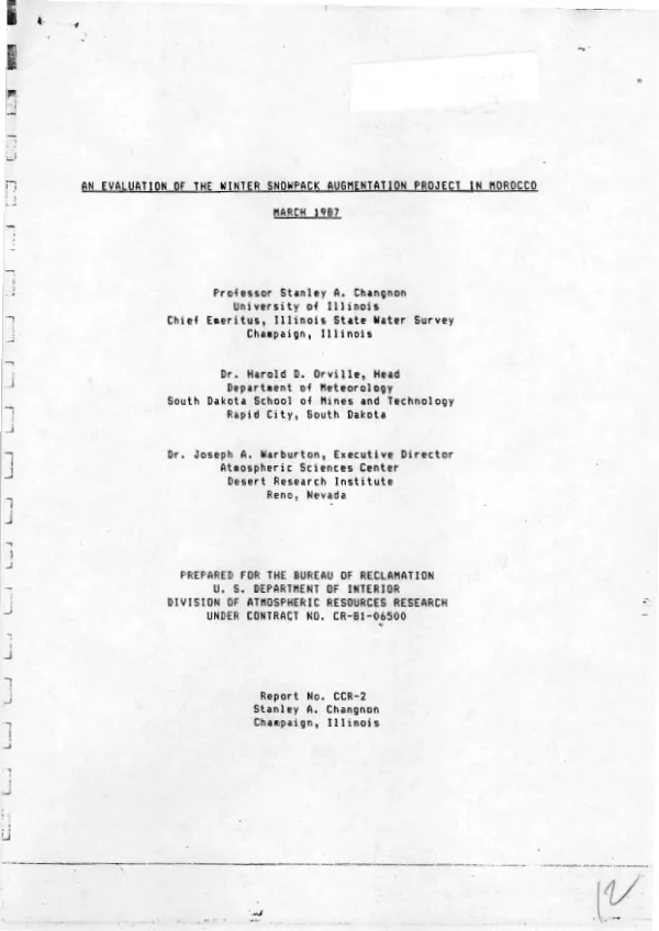 Evaluation of the winter snowpack augmentation project in Morocco, March 1987