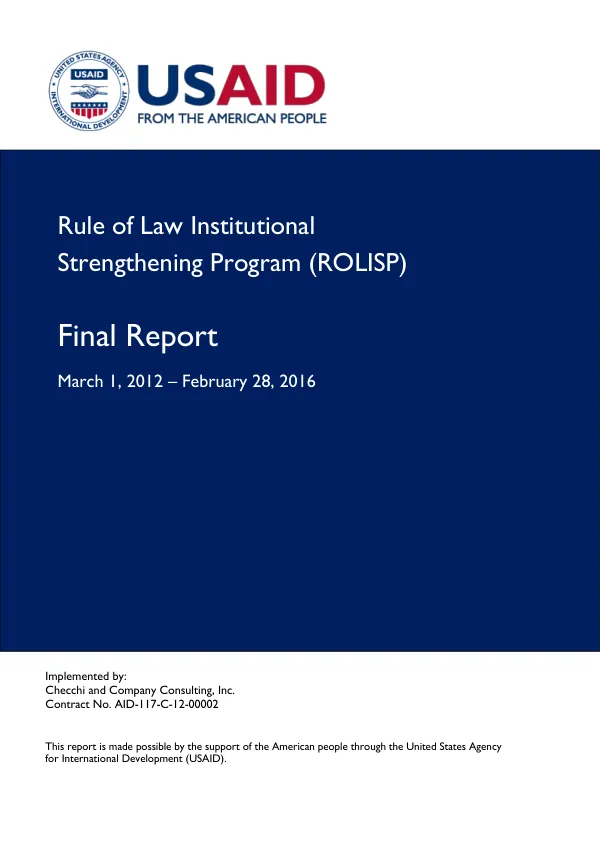 Rule of law institutional strengthening program (ROLISP) : final report