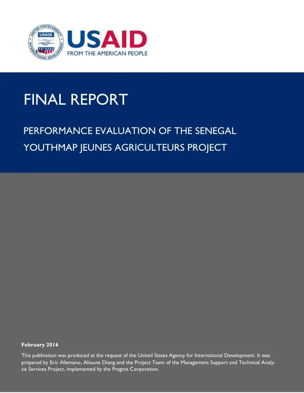 YouthMap Senegal : jeunes agriculteurs pilot project : performance evaluation