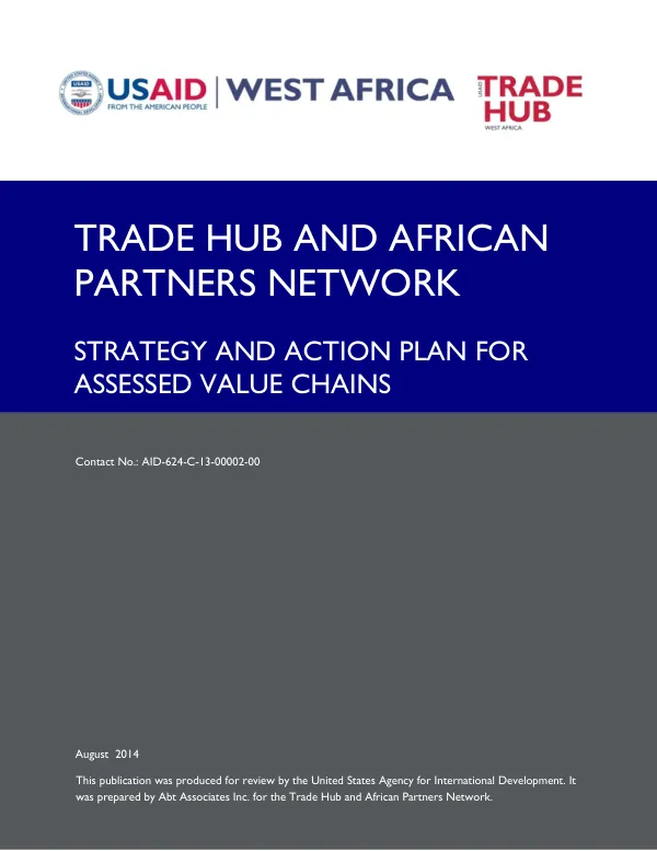 STRATEGY AND ACTION PLAN FOR ASSESSED VALUE CHAINS