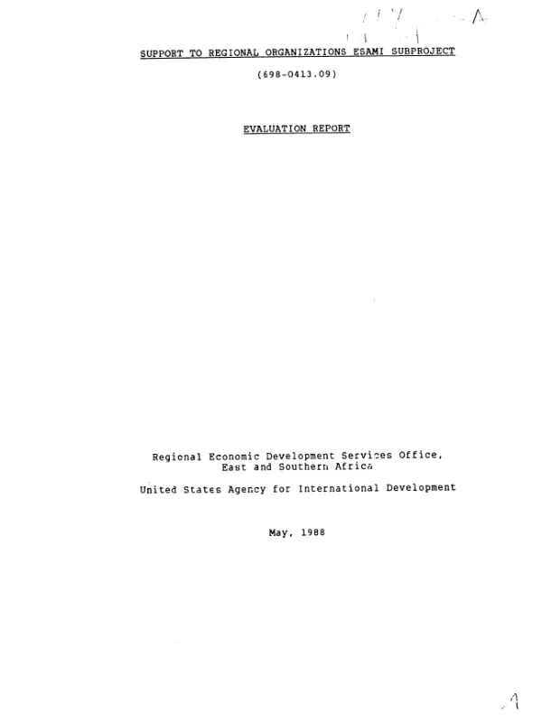Support to regional organizations ESAMI subproject (698-0413.09) : evaluation report
