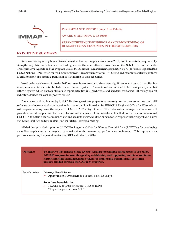 Strengthening The Performance Monitoring Of Humanitarian Responses In The Sahel Region