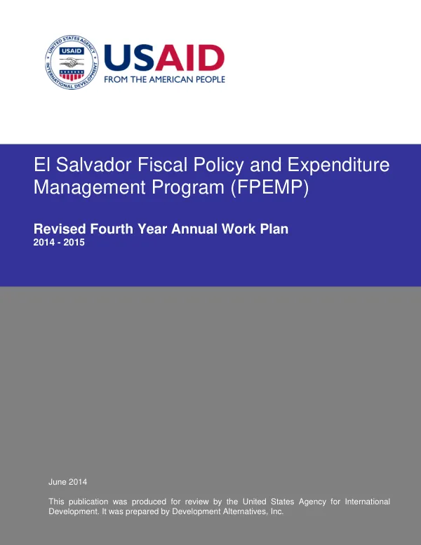 Fiscal Policy and Expenditure Management Program (FPEMP) Revised Fourth Year Annual Workplan, 2014-2015
