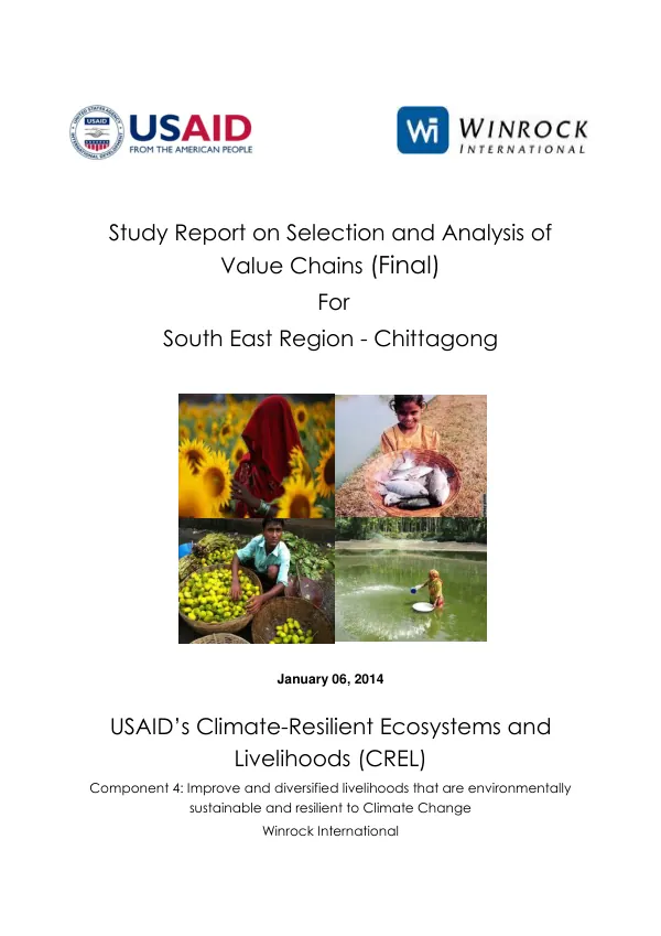Study Report on Selection and Analysis of Value Chains for Southeast Region - Chittagong