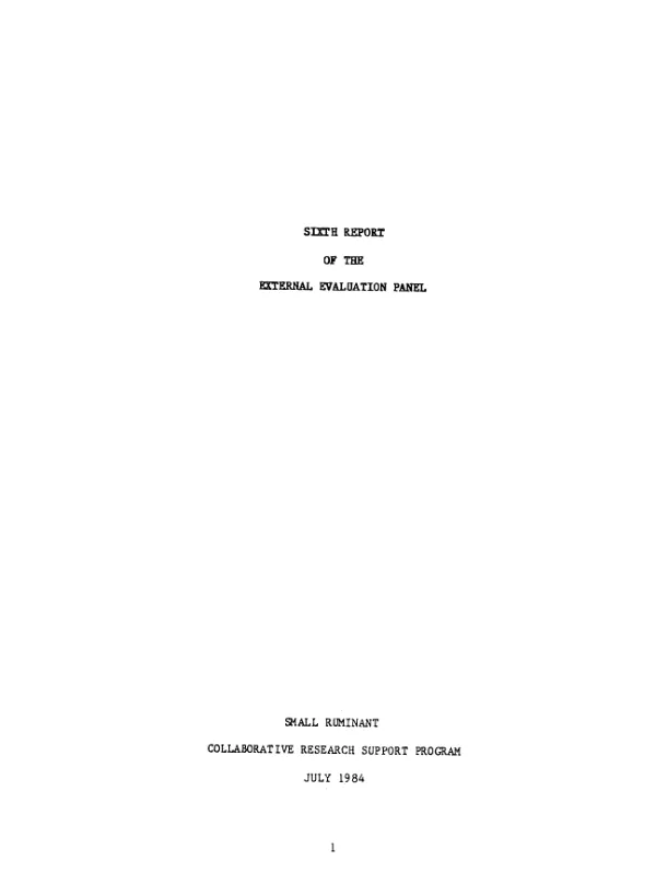 Sixth report of the external evaluation panel
