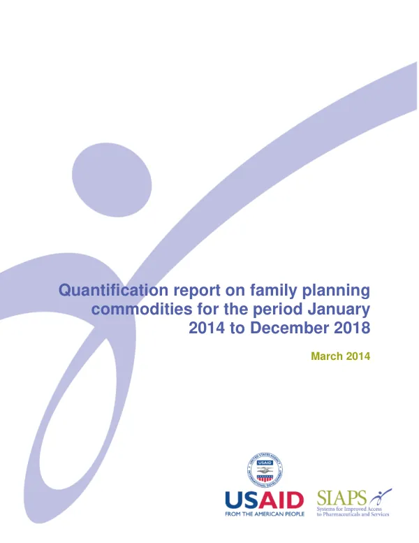 Quantification report on family planning commodities for the period January 2014 to December 2018