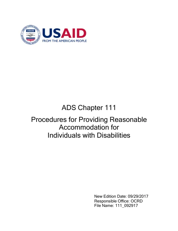 ADS chapter 111 : procedures for providing reasonable accommodation for individuals with disabilities