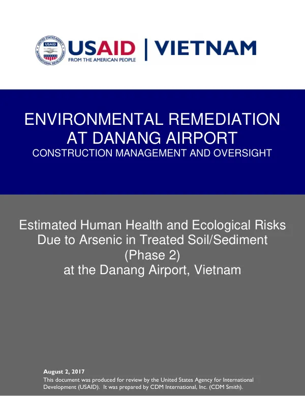 Environmental remediation at Danang airport : estimated human health and ecological risks due to arsenic in treated soil/sediment (phase 2) at the Danang airport, Vietnam