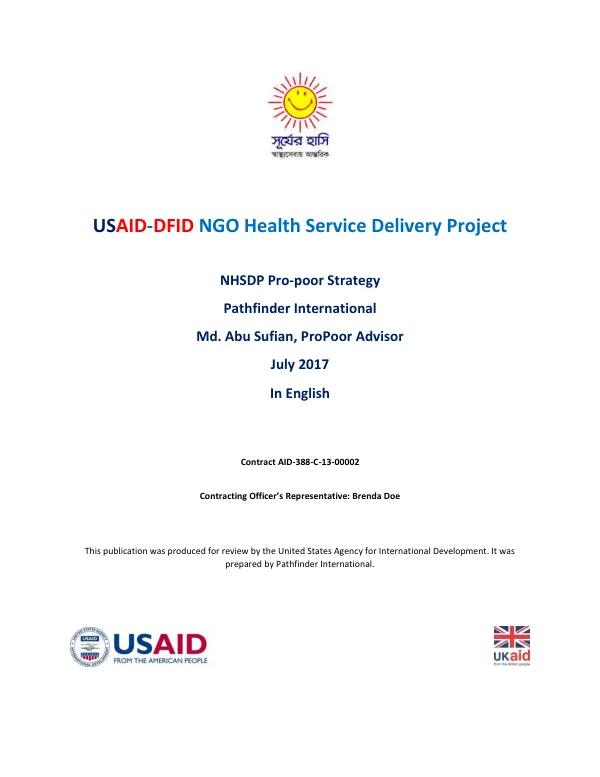 USAID-DFID NGO health service delivery project : pro-poor strategy for NHSDP : final version