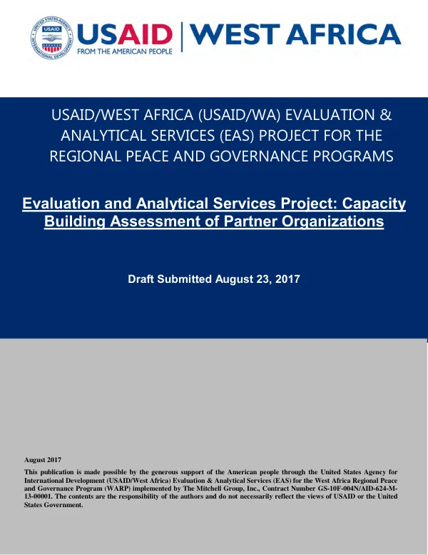 Evaluation and analytical services project : capacity building assessment of partner organizations