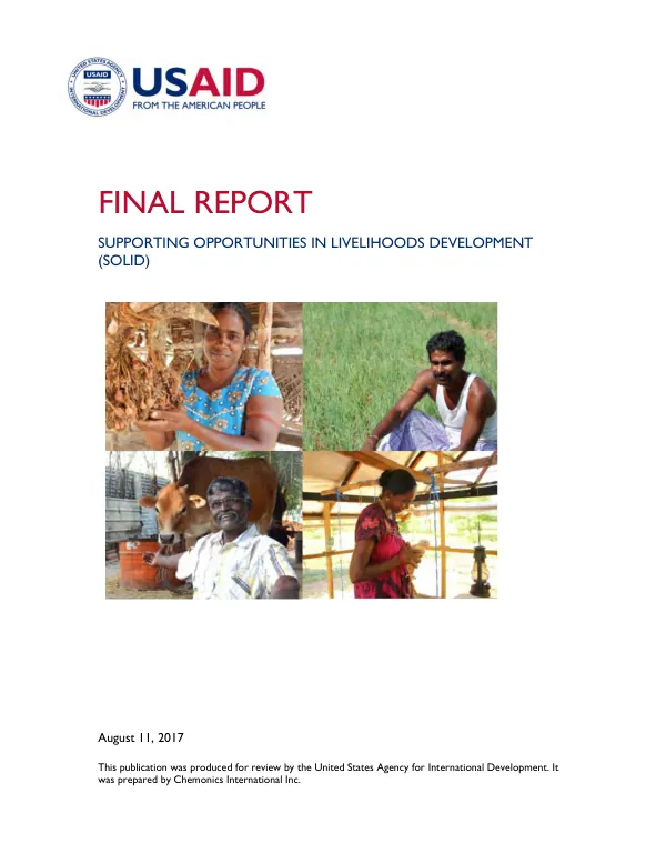 Final report : supporting opportunities in livelihoods development (SOLID)