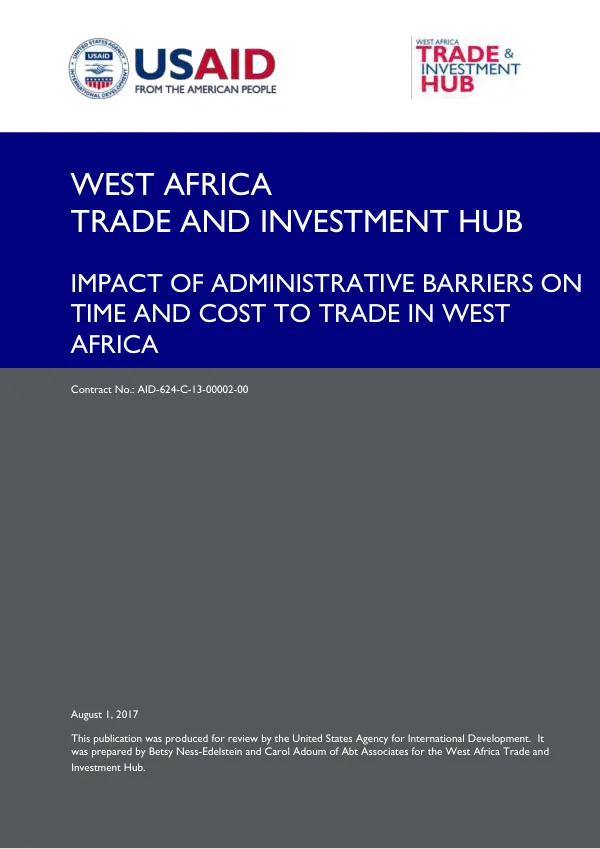 Impact of administrative barriers on time and cost to trade in West Africa