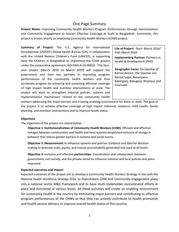 [Annual report year 1-2 : improving community health workers]