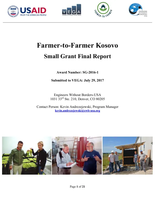 Farmer-to-farmer Kosovo : small grant final report