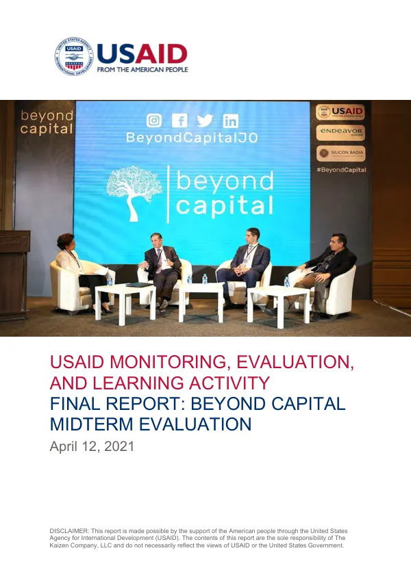 USAID monitoring, evaluation, and learning activity final report : beyond capital midterm evaluation