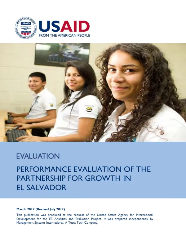 Performance evaluation of the partnership for growth in El Salvador