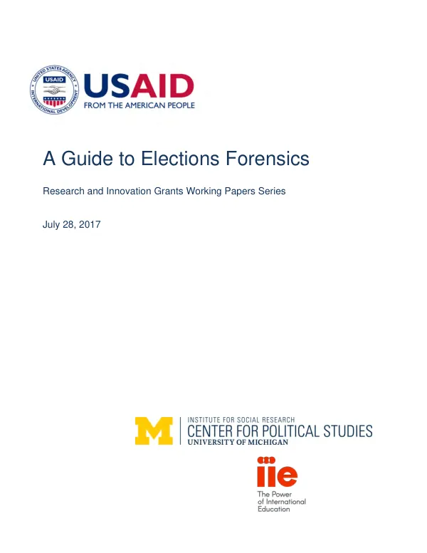 A guide to elections forensics