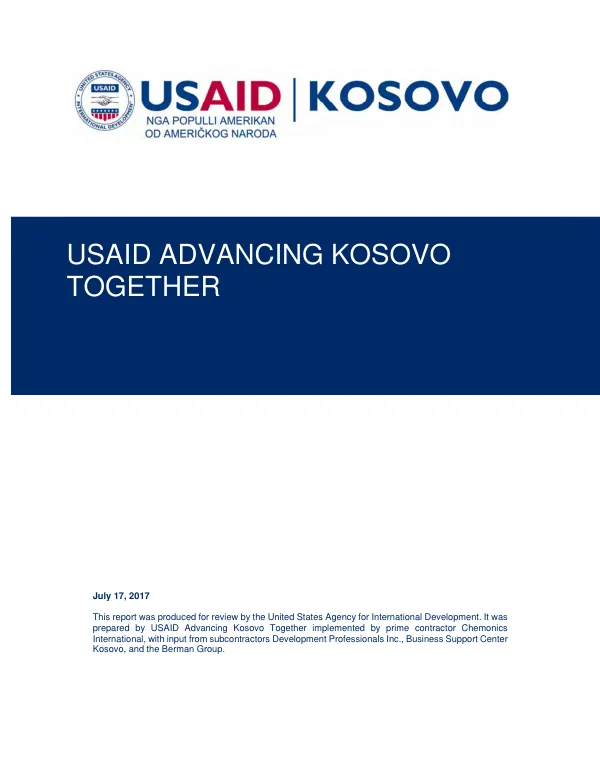 USAID advancing Kosovo together : final report, contract no. AID-167-C-14-00003
