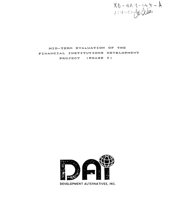 Mid-term evaluation of the financial institutions development project (phase I)