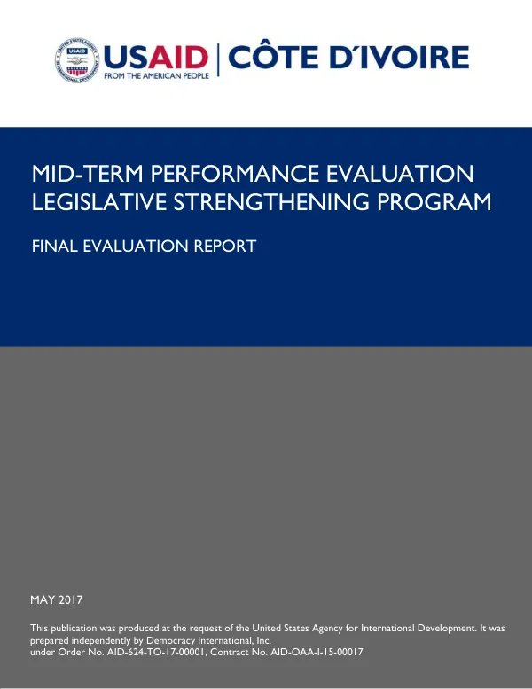 Mid-term performance evaluation legislative strengthening program : final evaluation report